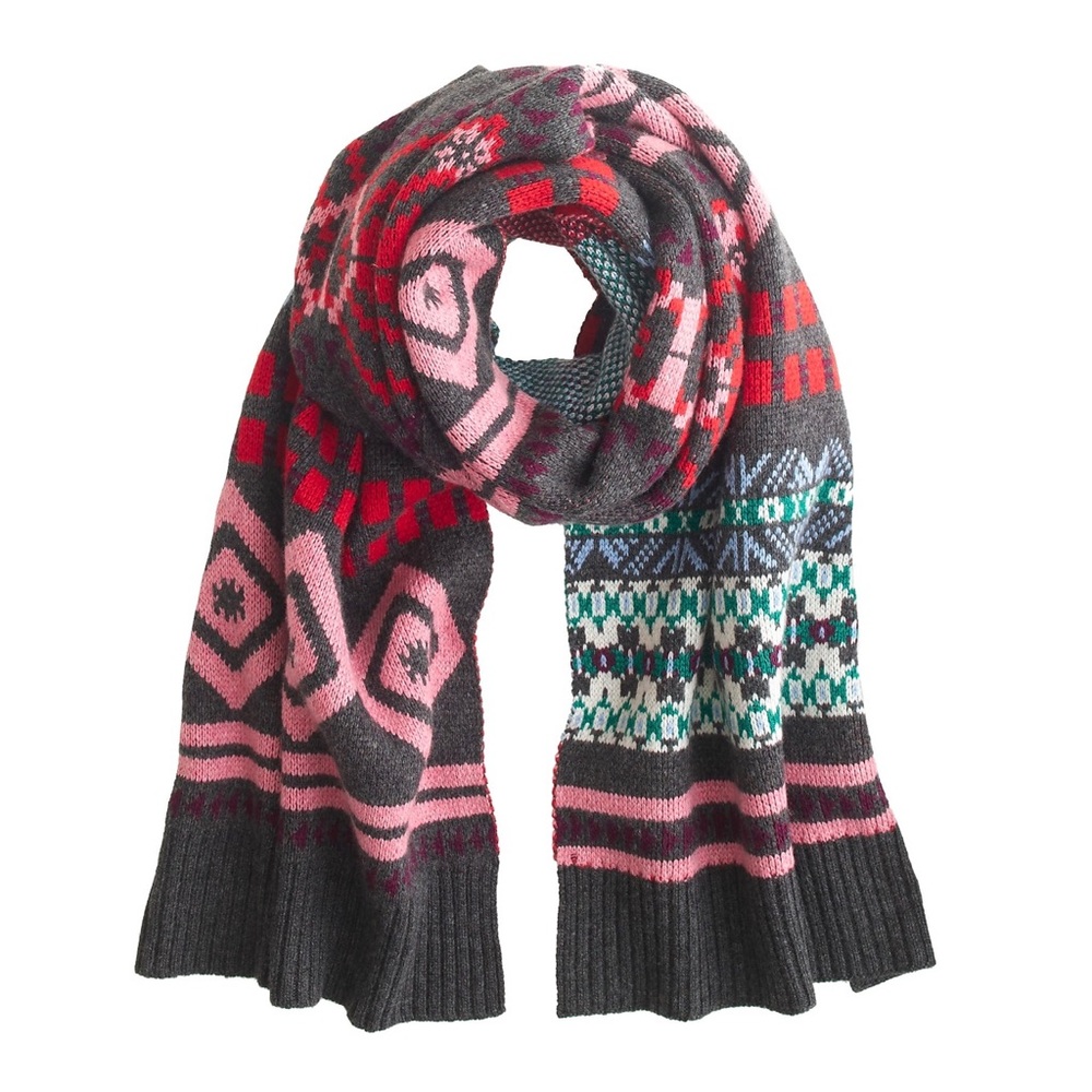 J Crew Abstract Fair Isle Scarf, NWT